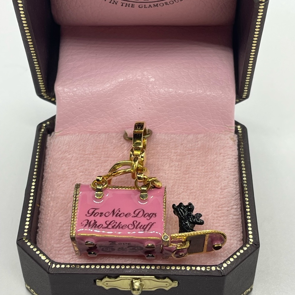 Vintage Y2K Juicy Couture Pink Dog Carrier Charm